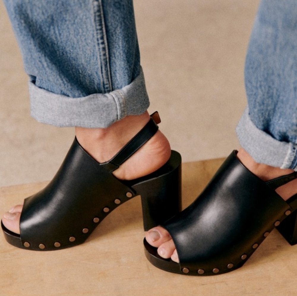 Sezane Dakota High Clogs in Smooth Black Heritage size 41 - Picture 3 of 11